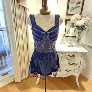 Vintage Gothic Lolita Alexa Black Velvet Stretch Sequin Dress Medium